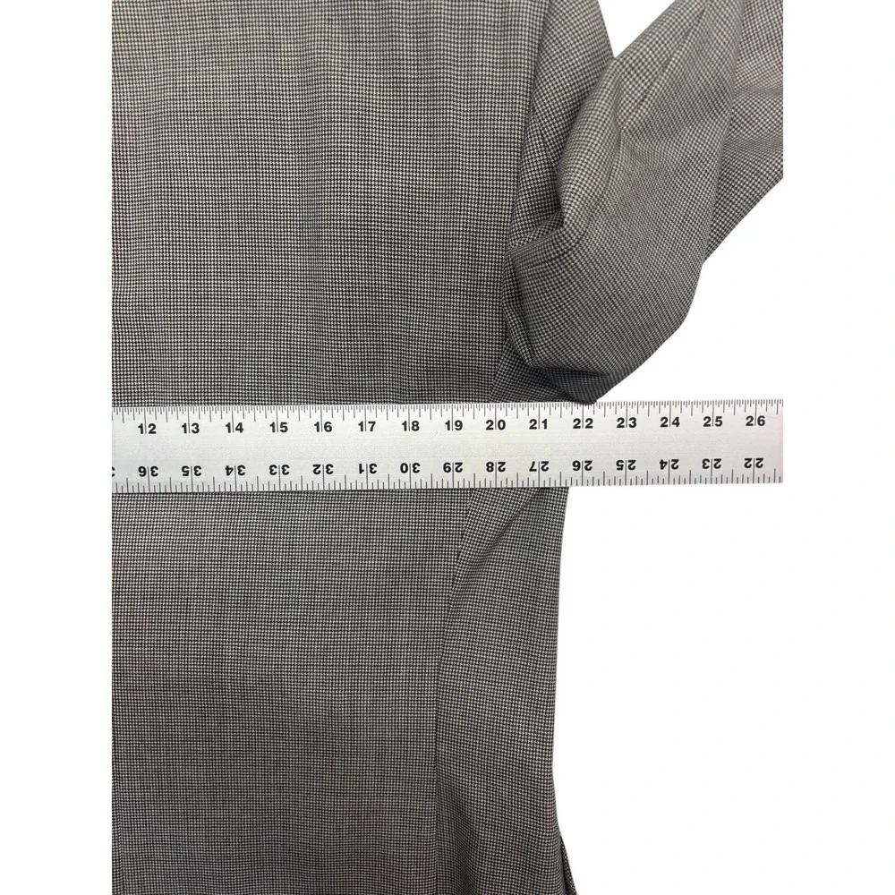 vtg 90s Double Breasted 42R 34x29 Black White Micro Houndstooth 2pc Pant Suit